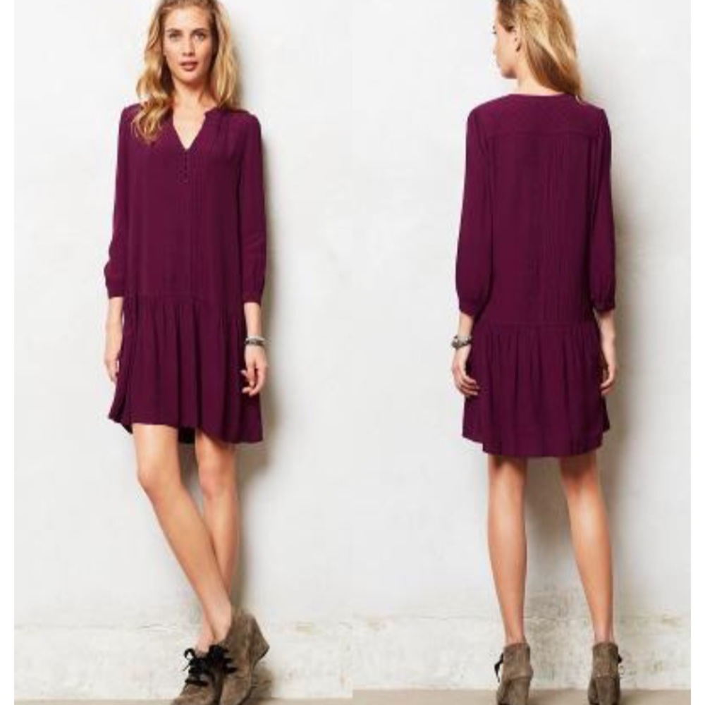 Anthropologie Purple Long Sleeve Dress